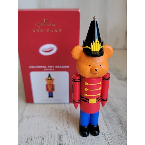 Hallmark Crayola colorful toy soldier ornament Xmas red - Picture 1 of 6